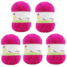 Clisil 250 gram Sparkle Hot Pink akrylgarn til strik h?kleprojekter - Metallisk g?r-det-selv t?ppe Beanie Doll skinnende garn