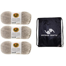 Lion Brand Touch of Alpaca Taupe 674-123 (3 Knuel  gleiche Farbcharge), Kammgarn, mittelgro, Nr. 4, Acryl-Alpaka-Garn zum Hkeln und Stricken,