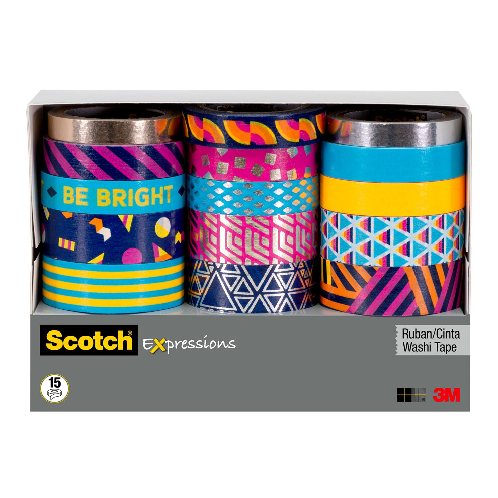 Scotch Expressions Washi Tape Multi Pack, 5 Rolls/Pk, Thin Foil Collection (C1017-5-P1)