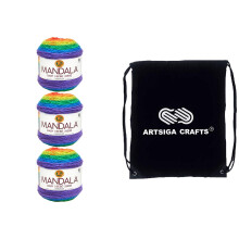 Lion Brand Mandala Baby Rainbow Falls 526-201 (3-n?gler - Samme farveparti) DK Light Kamgarn #3 Akrylgarn til h?kling og strikning med projekttas