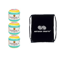 Lion Brand Mandala Baby Honeydukes 526-207 (3-n?gler - Samme farveparti) DK Light Kamgarn #3 Akrylgarn til h?kling og strikning med projekttaske