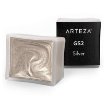ARTEZA metallisk akvarellfrg Silver A701 Set med 2 halva kastruller Prlfrg Levande och prlemorfrgade nyanser fr illustrationer Kalligrafim