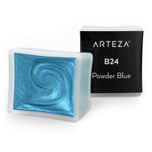 Arteza Metallic aquarelverf Poederblauw A718 Set van 2 halve napjes Parelverf Levendige en parelmoerachtige tinten voor illustraties Kalligrafie