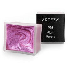 Arteza Metallic-Aquarellfarbe Pflaumenviolett A715, Set mit 2 halben Npfchen, Perlenfarbe, lebendige und perlmuttartige Farbtne fr Illustrationen,