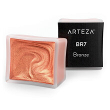 Arteza Metallic-Aquarellfarbe Bronze A708, Set mit 2 halben Npfchen, Perlenfarbe, lebendige und perlmuttartige Farbtne fr Illustrationen, Kalligra