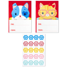 Hallmark Valentijnsdagkaarten en Stickers voor Kinderen, Kittens en Puppies (24 Kaarten met Enveloppen, 40 Stickers)