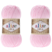 Alize Diva-Garn, Handstrickgarn, 100 % Mikrofaser-Acrylgarn, Alize Diva-Garn mit Seideneffekt, Hkelkunst, Spitze, Basteln, 2 Strnge, 200 g, 767