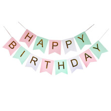Flairs New York Happy Birthday Decorations Banner party kellkek (1 csomag, pasztell sznu zszl, boldog szletsnapot)