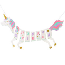 Flairs New York Happy Birthday Decorations Banner party kellkek (1 db Banner Dreamy Unicorn Boldog szletsnapot csomag)