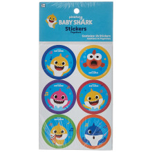 Baby Shark Schattige Multicolor Ronde Papieren Stickers - 2'', 24 Stuks - Leuke Feestfavorieten voor Kinderen