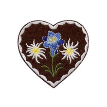 Mono-Quick Iron-On Patch Appliqu? to Iron-On Costume Heart Edelweiss Gentian 6.0 x 6.0 cm
