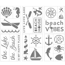 Multi-media zelfklevende strand- en meersjablonenset - 6 vellen - 6 x 8 inch