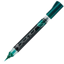 Pentel Arts - Dual Metallic Brush Pen - Single Blister - Green / Metallic Blue