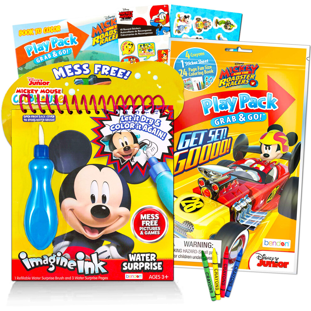 Disney Shop Mickey Mouse Paint With Water Set For Kids Toddlers Bundle ~ Reusable Mess Free Imagine Ink Book With Water Surprise Brush With Mini Colo