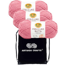 Lion Brand Feels Like Butta Dusty Pink 215-140 (3-Skeins - Zelfde Verf Lot) Medium #4 Polyester Garen