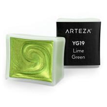 Arteza Metallic-Aquarellfarbe Limettengrn A720, Set mit 2 halben Npfchen, Perlenfarbe, lebendige und perlmuttartige Farbtne fr Illustrationen, Ka