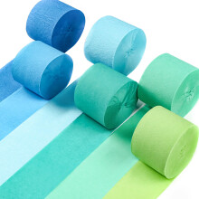 PartyWoo Crepe Papier Streamers 6 Rollen 492 ft Blauw Pastel Groen en Limoen voor Feesten