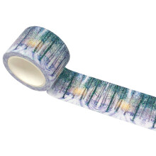 Cinta adhesiva washi con purpurina de allydrew, 30 mm x 3 m, bosque nevado