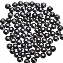 400 stykker Hot Fix Glas Flatback Rhinestones HotFix runde krystalsten (Hematite Black SS30)