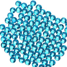 400 stykker Hot Fix Glas Flatback Rhinestones HotFix runde krystalsten (Aquamarine SS30)