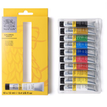 Winsor and Newton Galeria Acrylic Paint Set of 10 Colours in 12 ml Tubes, Water Based Paint, High Quality Pigments, Ideal for Paper, Canvas, Wood,