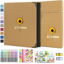 Vienrose DIY Scrapbook Fotoalbum Set mit Stiften, Klebebändern und Aufklebern, 60 Seiten, Hardcover 8,5x11 Zoll, 3 Ringe