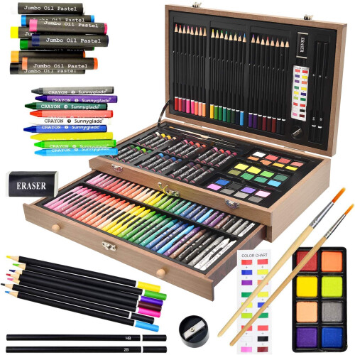 Sunnyglade 145dln luxusn umeleck sada Dreven umeleck krabicka a sada na ...