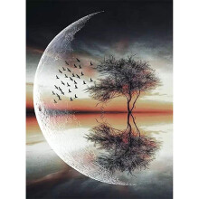 MMAHD Kit de pintura de diamante 5D DIY para adultos, αrbol de luna, pinturas de bordado con diamantes de imitaciσn pegados, pintura de bricolaje