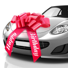 Happy Birthday Car Bow (Red, 30 Inch / 76 cm) Giant Gift Bow Pre-Printed w/Happy Birthday, Big Bow for Car, Birthday Bow, Huge Car Bow, Car Bows, Big