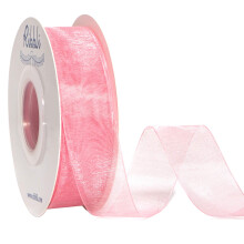 Ribbli Rose Pink Sheer Organza Ribbon 1 inch x doorlopend 50 meter Gebruik voor cadeauverpakking Boeketverpakking Bruiloftdecoratie Alle knutselen en