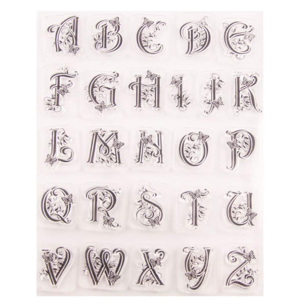 Capital Alphabets Alphas ABC Letter with Swirls Butterfly Clear Stamps for Card Making Decoration and DIY Scrapbooking-image-OPC-PM8QC2Z-NEW
