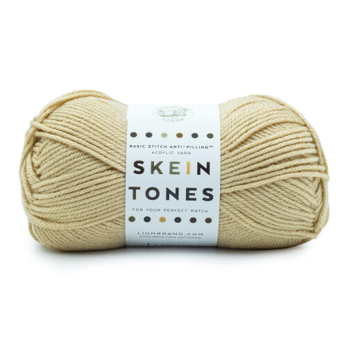 Hilo Antipilling Lion Brand Basic Stitch para Tejer y Manualidades, Almendra, 1 Pack