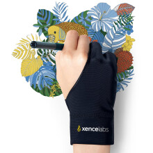 XENCELABS, Artist Handschoen, Tekenhandschoen Links Rechts voor Teken Tablet, 2 Vinger Handschoen, Zwart Maat S