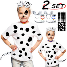 Ahuimeius 2 Set Dalmatiër Kostuum, met Oren, Vlekken, voor Halloween Kostuum Kids/Volwassenen
