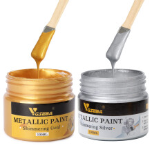 Metallic Acrylic Paint, Silver and Gold Paint Set, Acrylic Craft Paint for Arts, Wood, Stone, Glass, 2 Bottles (100