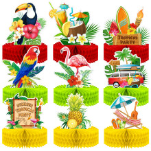 Waydress 9 stk Hawaiian Luau festdekorationer Margaritaville Tropical Centerpieces til borde 6,9 ??? 8,5 tommer Hawaiian Honeycomb Centerpieces