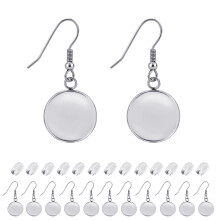 BEADNOVA Kit de boucles d'oreilles 30 pices, crochet de fil d'oreille vierge, 16 mm, rglage de cabochon en acier inoxydable, lunette de boucle