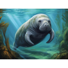 F-CANLAN Round Full Drill Diamond Painting Set 5D Manatee Diamond Painting with Gem Roztomil Manatee Diamond Painting Set pro zactecnky Diamond Ar