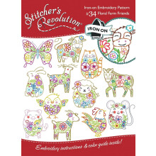 Stitcher's Revolution Iron-On Transfers-Floral Farm Friends