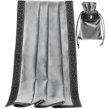 DOARLUO Tovaglia per tarocchi d'altare - 25,6 x 25,6 pollici - Velluto Wicca per divinazione con custodia per carte dei tarocchi (Grigio (pizzo a