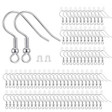 BEADNOVA Lot de 150 crochets de boucles d'oreilles en forme d'hameon avec dos pour fournitures de fil d'oreille, fabrication de tiges d'oreille,