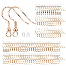 BEADNOVA Lot de 300 crochets de boucles d'oreilles avec dos en caoutchouc pour la fabrication de bijoux (300 fils d'oreille en or rose et 300 dos