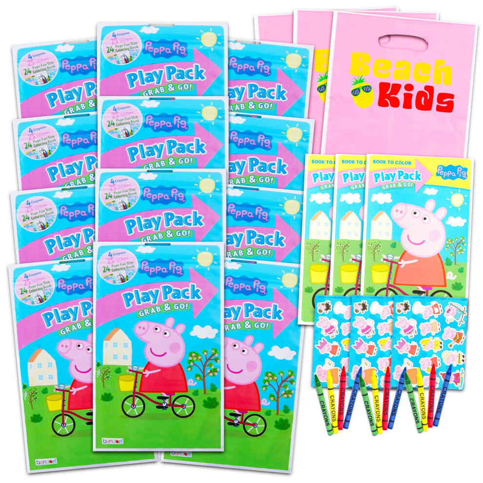 Peppa Pig Play Pack Grab & Go Party Favors Set ~ Bundle With 12 Play Packs With Activity Sheets And Stickers (Peppa Pig Activity Books)