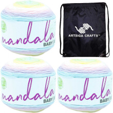 Lion Brand Mandala Baby Diagon Alley 526-228 (3-n?gler - Samme farveparti) DK Light Kamgarn #3 Akrylgarn til h?kling og strikning med projekttask
