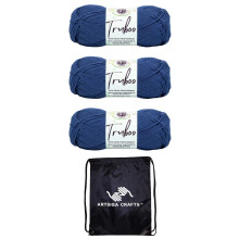 Lion Brand Truboo Navy 837-109 (3 Knuel  gleiche Farbcharge), DK Light Worsted #3 Rayon-Garn zum Hkeln und Stricken, mit Projekttasche
