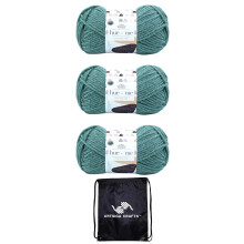 Lion Brand Hue & Me Agave 617-173 (3-n?gler - Samme farveparti) Chunky Bulky #5 Akryluldgarn til h?kling og strikning med projekttaske