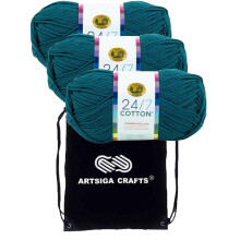 Lion Brand 24/7 Cotton Dragonfly 761-177 (3 Strnge  gleiche Farbcharge), Kammgarn-Baumwollgarn Nr. 4, mittelgro, zum Hkeln und Stricken, mit