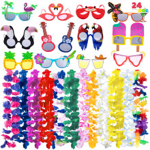 JOYIN 12 stykker Luau festbriller og 12 stykker Hawaiian Leis blomster Leis guirlander Nyhedssolbriller Tropiske F?dselsdag Sommer Strandfest Dek