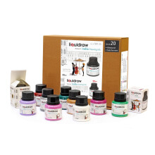 Coloured Drawing Ink Set India Ink, Waterproof, Set of 20 Assorted Colours, 35ml Indian Inks for Artists