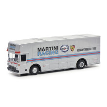 Mercedes-Benz Race Car Transporter Zilver met Strepen 1/64 Diecast Model Schuco 452027400